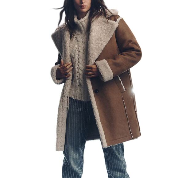 Avec Les Filles Jackets & Blazers - Avec Les Filles Brown Polyester Faux-Shearling Coat Size XXS